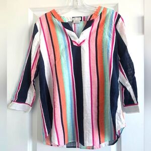 Van Heusen Womens Striped 3/4 Sleeve Tunic Size X-small